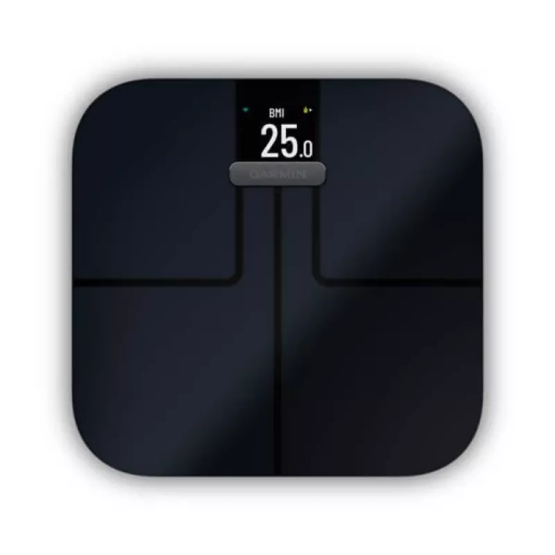 Elektrinės asmeninės svarstyklės GARMIN Index S2 juodos, max 181,4 kg, Wi‑Fi/Bluetooth, kūno sudėtis
