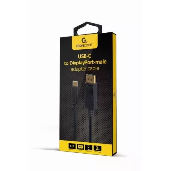 USB grafikos adapteris Gembird A-CM-DPM-01 su USB-C, palaiko iki 3840×2160, USB 2.0 / 3.2 Gen 2, juodas, 2 m laidas