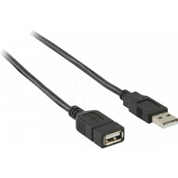 Nedis USB 2.0 laidas | USB-A kištukas – USB-A lizdas | 480 Mbps | nikeliuotas | 2,00 m | apvalus | PVC | juodas | dėžutė