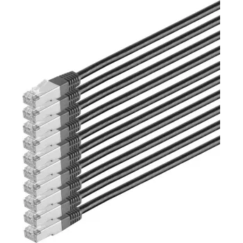 Tinklo kabelis ShiverPeaks 75711-H0.25S-SET10, Cat6, S/FTP, 0,25 m, RJ-45, juodas