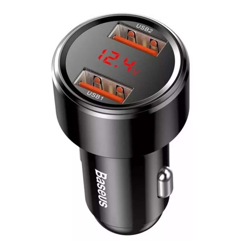 Automobilinis USB greitasis įkroviklis Baseus CCMLC20A-01 – išmaniesiems telefonams, įėjimas 12–24 V, išėjimas iki 20 V, juodas