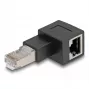 DeLOCK RJ45 kištukas į RJ45 lizdą adapteris Cat.6A 90° kairėn juodas