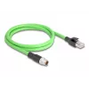 Tinklo kabelis DeLOCK M12 X-koduotas 8 kontaktų kištukas į RJ45 kištuką PUR (TPU) 1 m