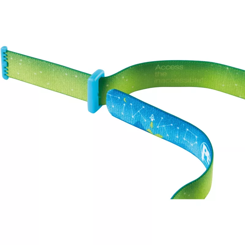 Petzl TIKKID – Vaikiškas antgalvinis žibintuvėlis, mėlynas, IPX4, CE, CPSIA, 4 lm – 30 lm