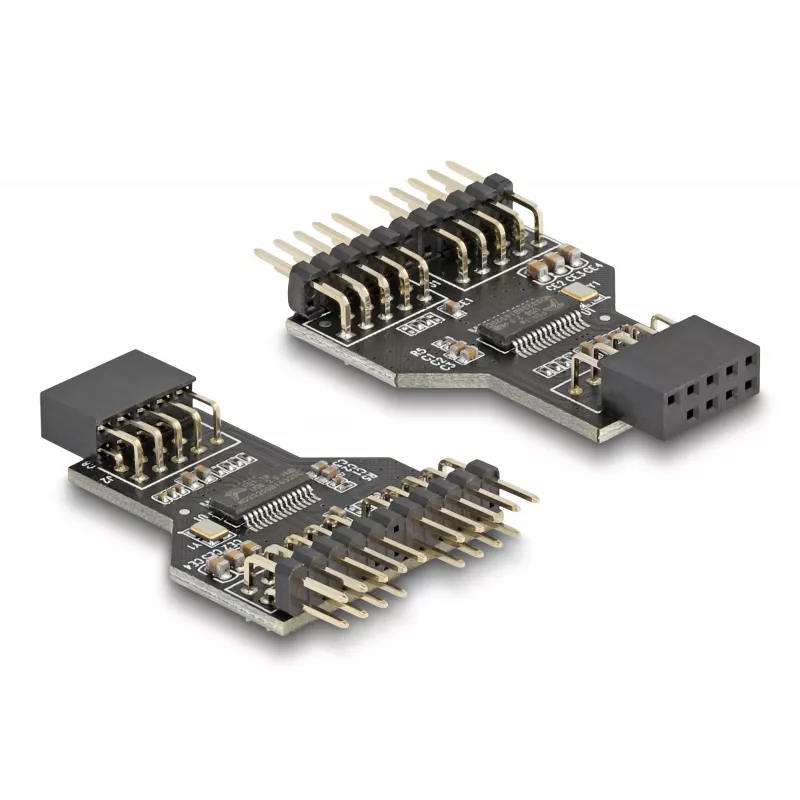 DeLOCK 60045 lyties keitiklis 9 kaiščių USB 2.0 2 x 9 kaiščių šukos Juoda