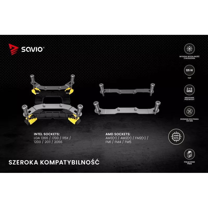 Aušintuvas SAVIO SAVGCOFROSTX2 120 mm juodas, 2 šilumos vamzdeliai, 800–1800 RPM, 4 kontaktų