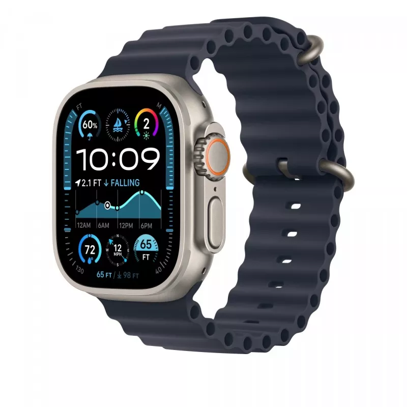 Apple 49mm Navy Ocean Band prailginimas natūralaus titano apdaila