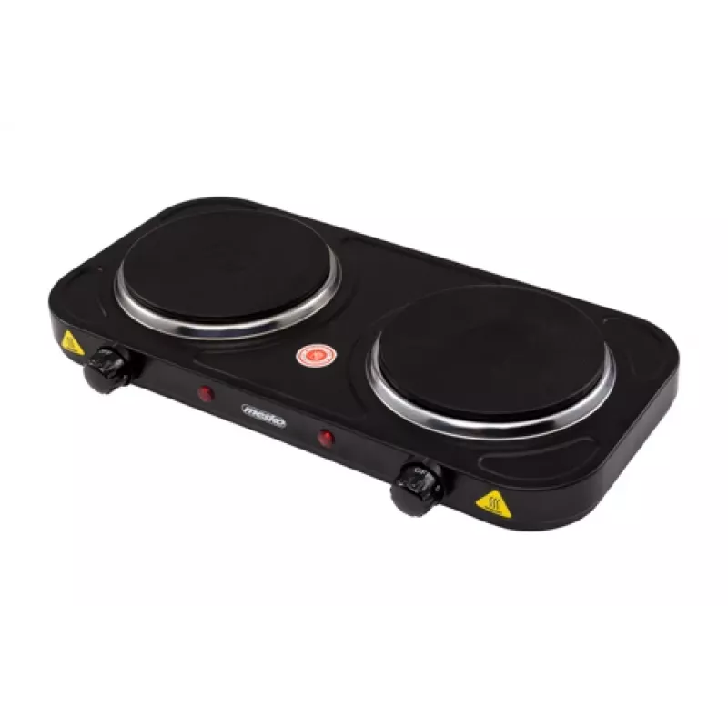 Mesko Home MS 6509 juoda elektrinė viryklė su sandaria plokšte, 2 zonos
