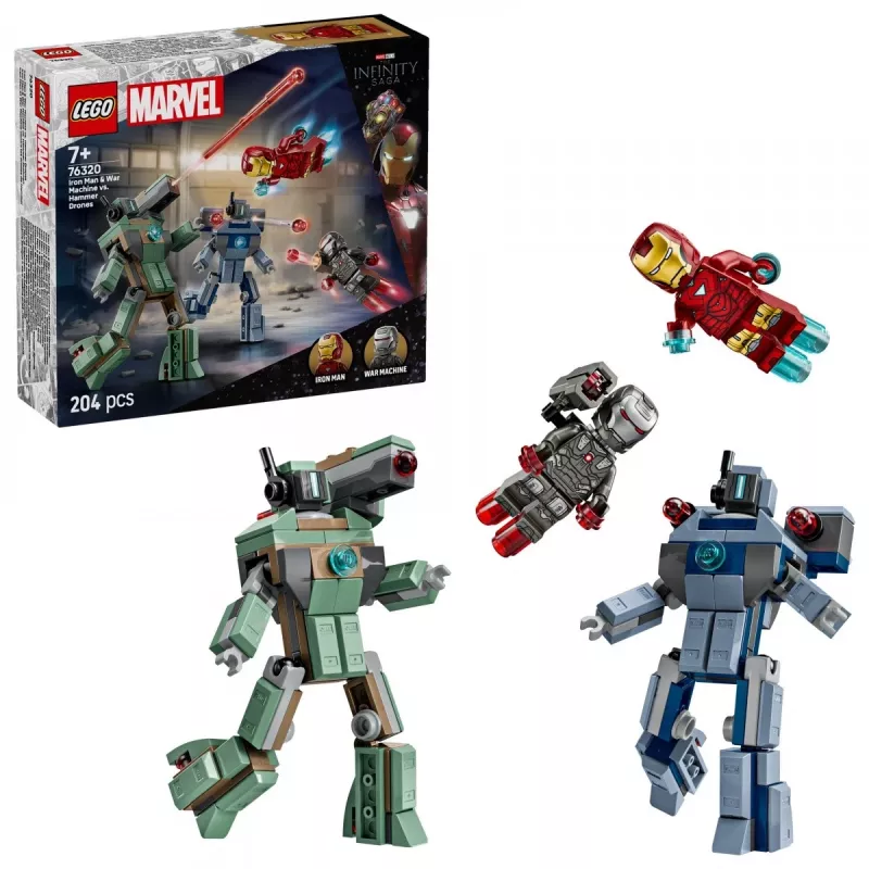 Konstrukcinis žaislas LEGO Marvel Super Heroes Geležinis žmogus ir Kariauninkas 76320, 204 detalės, 2 minifigūrėlės, 100 mm aukštis