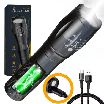 Nešiojamas rankinis žibintuvėlis Extralink EX.30707 Juodas SMD LED 10W USB