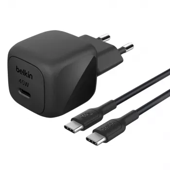 USB-C įkroviklis Belkin BOOSTCHARGE 45W PD PPS – kompaktiškas 45 W USB-C PD PPS maitinimo adapteris
