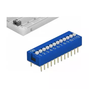 DIP jungiklis PCB DELOCK 66388, mėlynas plastikas, 10 vnt., 31,9×9,9×5,5 mm