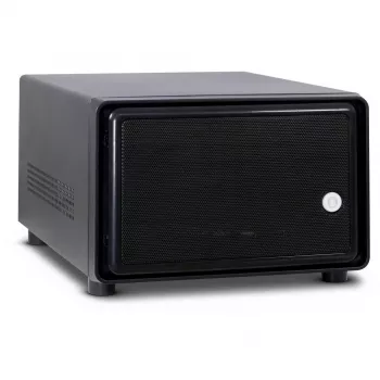 Inter-Tech SC-2100 – mažo formato (SFF) korpusas, Mini-ITX, plieninis, juodas, su veiklos, aliarmo, HDD, tinklo ir maitinimo indikatoriais (88887285)