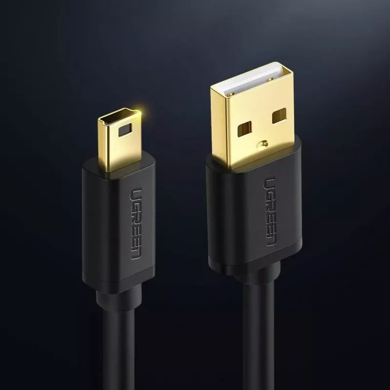 USB laidas UGREEN US132 Mini-USB 1 m — juodas, 480 Mbit/s, greitas įkrovimas