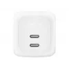 Greitasis AC sieninis įkroviklis Belkin WCH020KQ2MWH-B6 — 2x USB‑C, 2 m integruotas laidas, baltas