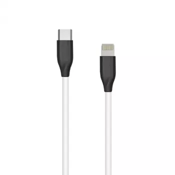 Silicone laidas USB Type C – Lightning, 2 m (baltas)