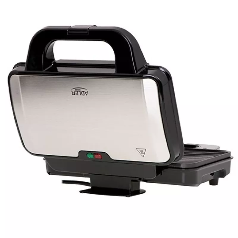 Sumuštinių kepimo aparatas Adler AD 3043, 1300 W, nelimpančios plokštės, 2 sumuštiniams, 285×152 mm kaitinimo paviršius, juodas