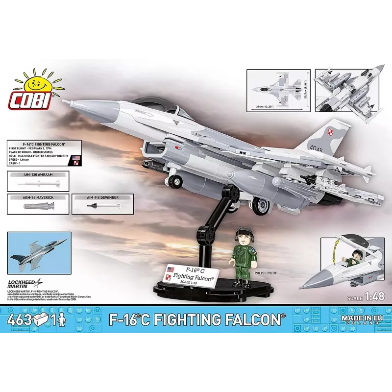 Konstruktorius Cobi F-16C Fighting Falcon — 463 dalys, mastelio modelio konstravimo rinkinys