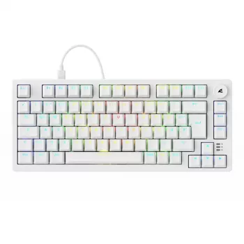 Klaviatūra Sharkoon SGK25 75% QWERTZ USB laidas RGB LED balta