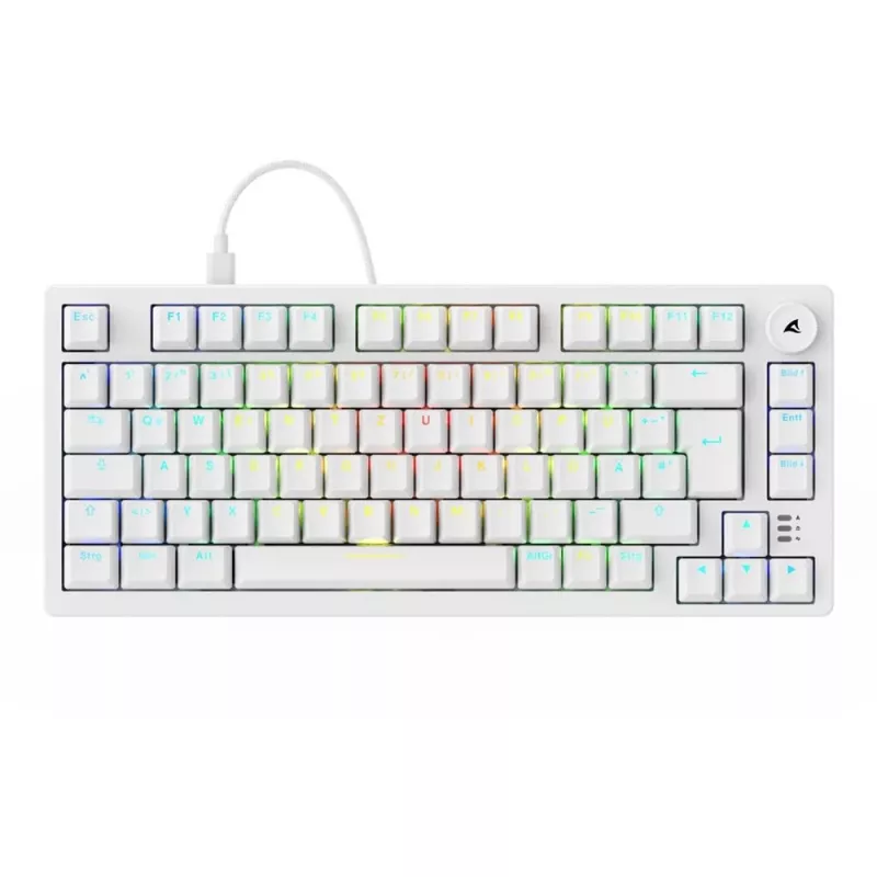 Klaviatūra Sharkoon SGK25 75% QWERTZ USB laidas RGB LED balta