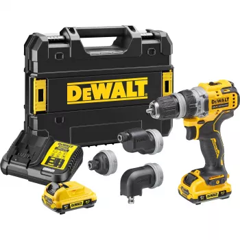 Pistolinė rankena gręžtuvas DeWalt DCD703L2T-QW — 12V, 3.0Ah x2, 1500 aps./min., 10 mm be raktelio griebtuvas, 25,5 N·m, 0,9 kg