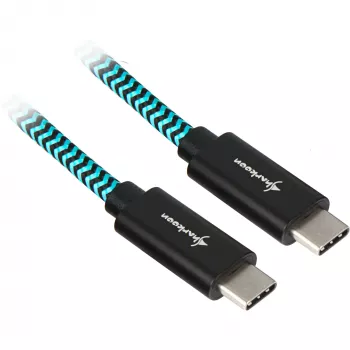 Sharkoon USB 3.2 Gen 2 laidas USB-C kištukas > juoda/šviesiai mėlyna 1 metras - Laidas - Skaitmeniniai/Duomenys