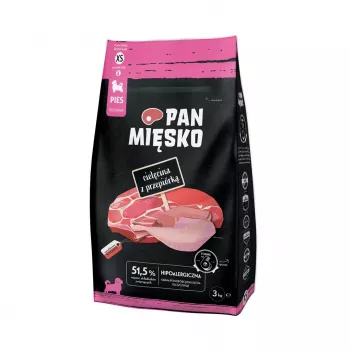Sausas šunų ėdalas Pan Mięsko Veršiena su Putpela XS 3 kg