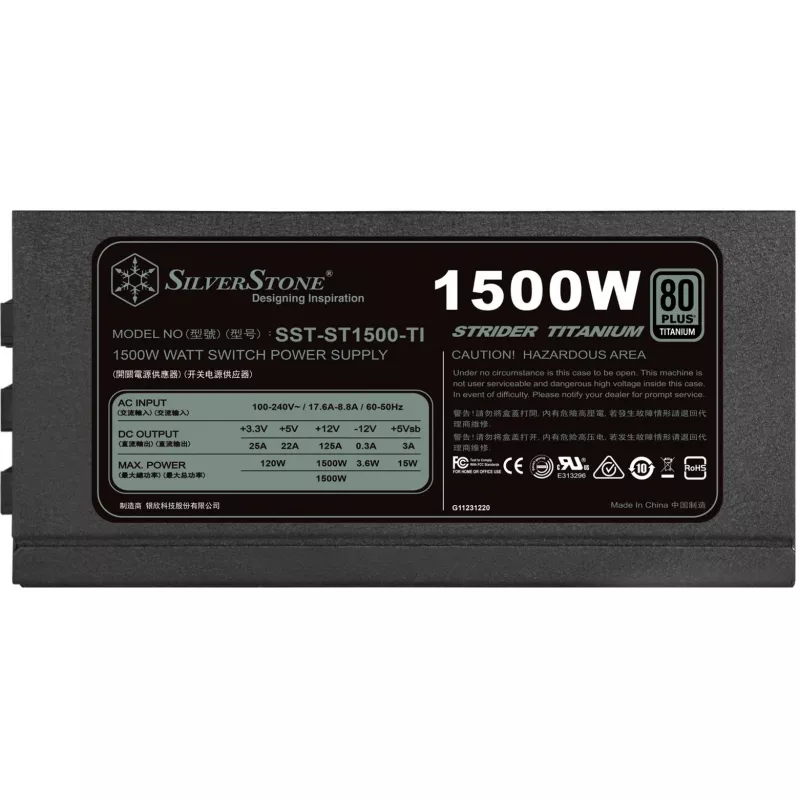 Silverstone SST-ST1500-TI v1.1 maitinimo blokas 80 PLUS Titanium, modulinis - 1500 W (SST-ST1500-TI v1.1)