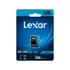 SDXC atminties kortelė Lexar 128GB UHS-I 800xPRO Class 10 U3 V30 — 150 MB/s skaitymas, 45 MB/s rašymas, juoda