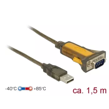 USB-A į DB-9 serijinis kabelis DeLOCK 65840 1,5 m juodai geltonas
