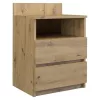 Nakties staliukas Top e Shop M1 ARTISAN, ąžuolo apdaila, 2 stalčiai, 400×320×590 mm