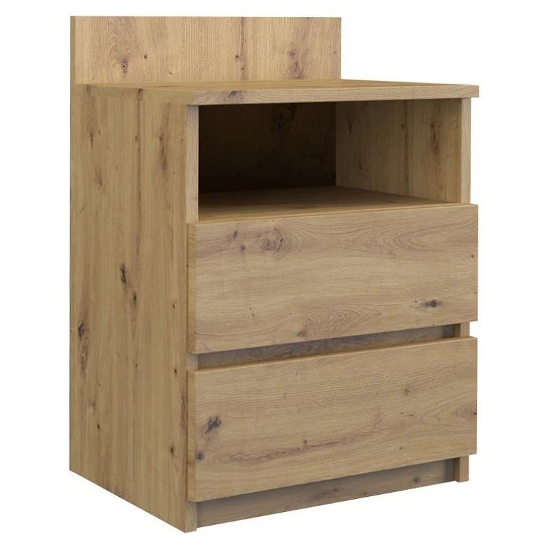 Nakties staliukas Top e Shop M1 ARTISAN, ąžuolo apdaila, 2 stalčiai, 400×320×590 mm