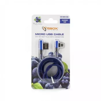 Sbox USB->Micro USB 90° M/M 1,5m USB-MICRO-90BL mėlyna (blueberry)