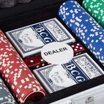 Extralink Pokerio rinkinys Premium 300 žetonų, 2 kaladės ir kauliukų dėklas