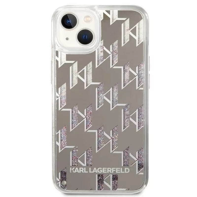 Karl Lagerfeld KLHCP14MLMNMS iPhone 14 Plus 6.7″ kietasis dėklas sidabrinis / sidabrinis Liquid Glitter Monogram