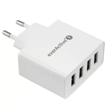 everActive SC400 sieninis USB įkroviklis su 4x USB prievadais, 5 A bendra išėjimo srove, baltas