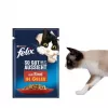 Šlapias kačių ėdalas Purina Felix aukštas baltymų kiekis 100 g pakelis – žuvis ir vištiena, suaugusioms katėms, pakuotė po 120 vnt.
