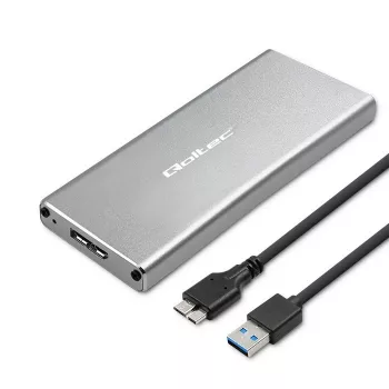 Aliumininis korpusas QOLTEC 51833, skirtas M.2 SATA SSD, SATA į USB 3.0, palaiko iki 2 TB