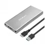 Aliumininis korpusas QOLTEC 51833, skirtas M.2 SATA SSD, SATA į USB 3.0, palaiko iki 2 TB