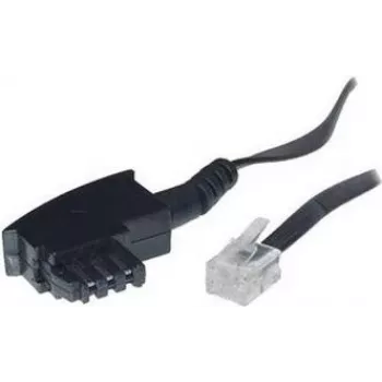 S/CONN 3 m TAE F – RJ11 juodas permatomas telefono kabelis