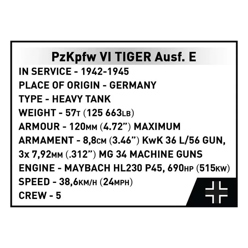 Konstruktorius Cobi PzKpfw VI Tiger Ausf. E - Executive Edition, 8000 detalių, plastikas, nuo 12 m.