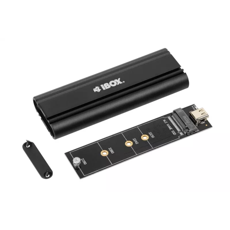 Išorinis SSD korpusas IBOX HD-07, 1x M.2 diskui, USB 3.2 Gen 2 (10 Gbit/s), USB-C, juodas