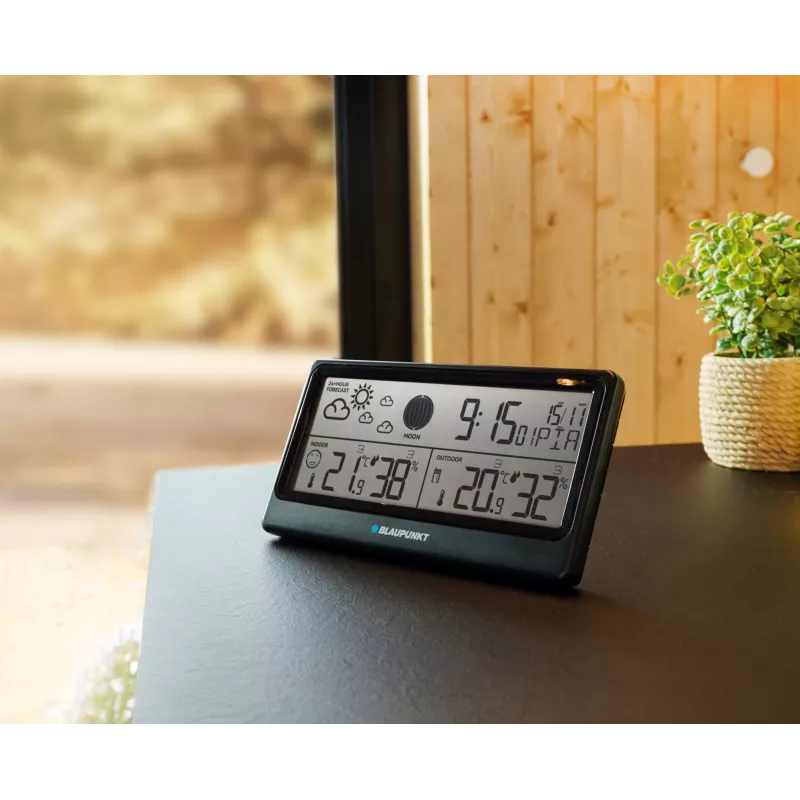 Oro stotelė BLAUPUNKT WS20BK – vidaus/lauko temperatūros ir drėgmės rodymas, juoda, 1 jutiklis, LCD, maitinama baterijomis