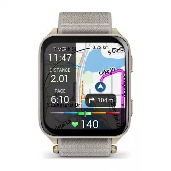 Išmanusis laikrodis GARMIN Venu X1 — 5,08 cm (2 col.) AMOLED 448×486 px, jutiklinis ekranas, Wi‑Fi, GPS, nailono dirželis, 34 g
