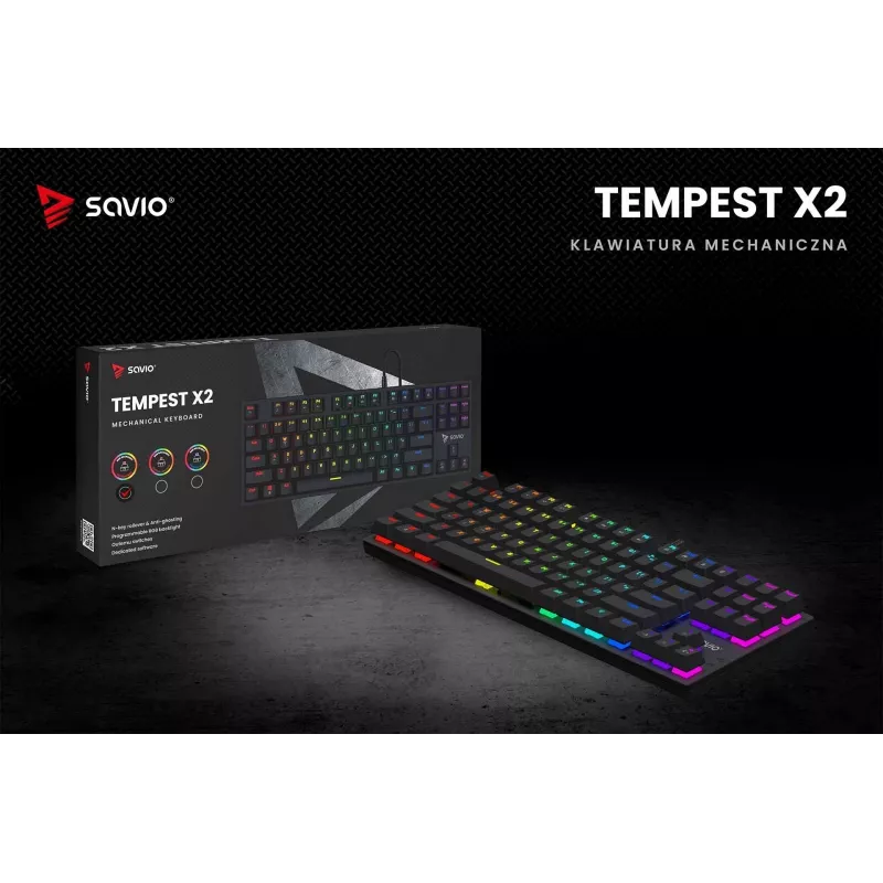 Mechaninė klaviatūra RGB Tempest X2 Outemu Red Savio Savgk-tempest X2 Red
