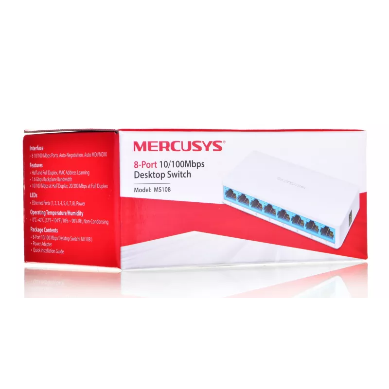 Mercusys MS108 8 prievadų jungiklis RJ-45 10/100Mbps nevaldomas