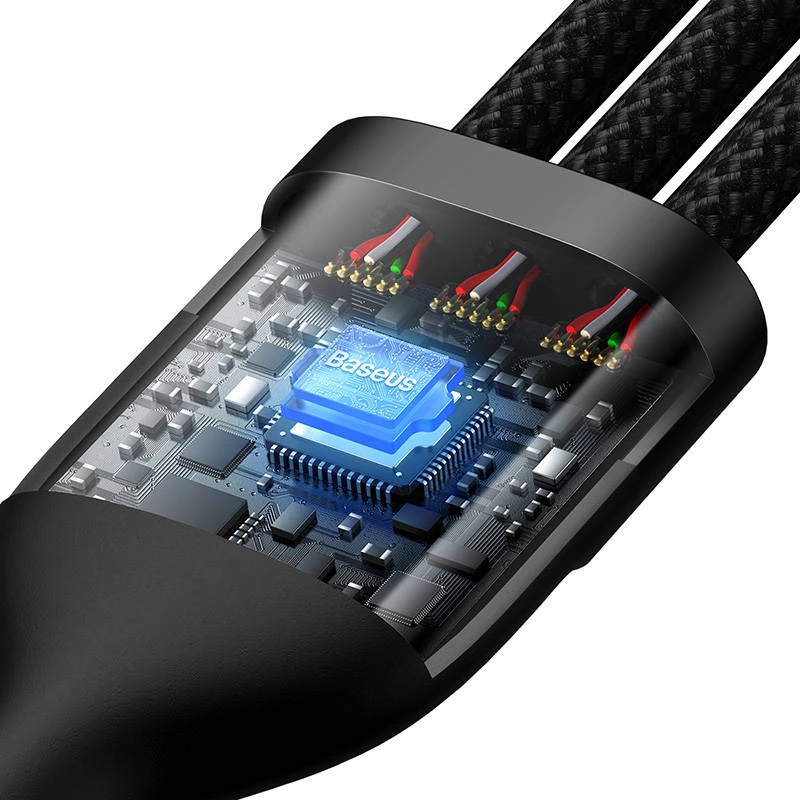 USB kabelis Baseus SUP0003351 1,2m USB A USB C/Micro USB-A/Lightning juodas