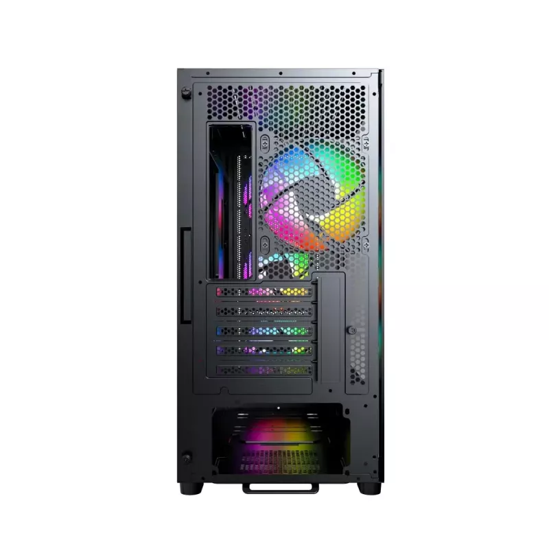 Montech X5M (B) „Micro Tower“ kompiuterio korpusas – Micro-ATX/Mini-ITX, 3×120 mm priekyje, 1×120 mm gale, palaiko ATX maitinimo šaltinį, 2×3,5 colio + 4×2,5 colio, juodas