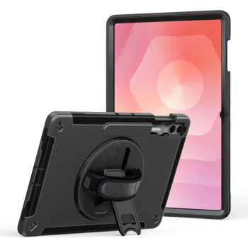 Apsauginis dėklas su atraminėmis kojelėmis ir rankos dirželiu jt berlin Samsung Galaxy Tab S11 Ultra, juodas