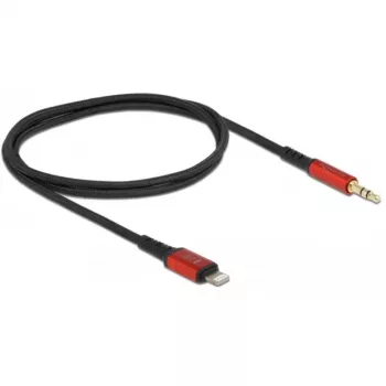 Delock - Kabel Lightning auf Kopfhöreranschluss - Lightning männlich zu mini-phone stereo 3,5 mm männlich - 50cm - Schwarz, Rot (86586)